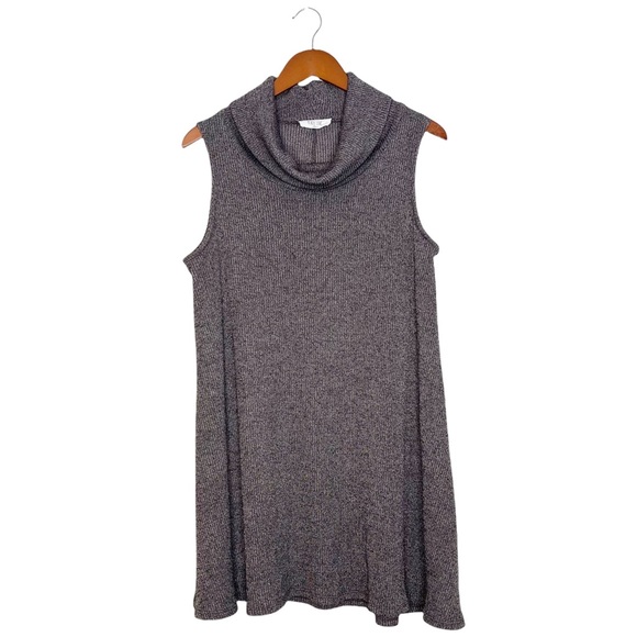 PEACH LOVE CALIFORNIA Cowl Neck Sleeveless Ribbed Knit Dress - Picture 1 of 6